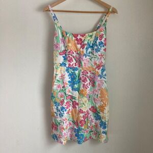 Old Navy women's linen blend floral mini dress size M preowned